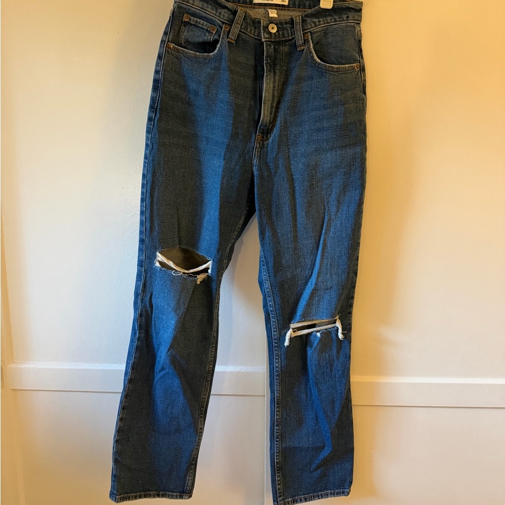 Abercrombie & Fitch High Rise Blue Distressed Jeans